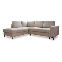 Iš kordinio velveto sulankstoma kampinė sofa smėlio spalvos (su kairiuoju kampu) Lofty Lilly – Miuform