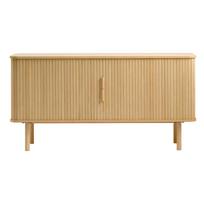 Žema šoninė spintelė natūralios spalvos iš ąžuolo su stumdomomis durimis 76x160 cm Cavo – Unique Furniture