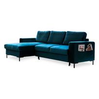 Iš velveto sulankstoma kampinė sofa smaragdinės spalvos (su kairiuoju kampu) Lofty Lilly – Miuform