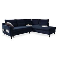 Tamsiai mėlyna aksominė kampinė sofa Miuform Stylish Stan L, dešinysis kampas