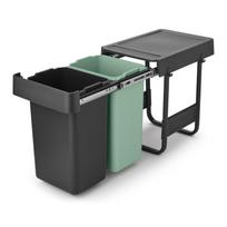Iš plastiko šiukšliadėžė mėtų spalvos/tamsiai pilkos spalvos rūšiavimui/įmontuota 30 l Sort&Go – Brabantia