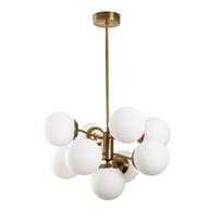Baltos spalvos/žalvario spalvos kabantis šviestuvas ø 70 cm su stiklo gaubtu Mudoni – Opviq lights