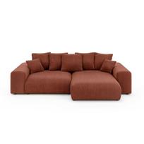 Raudonos plytų spalvos iš kordinio velveto sulankstoma/su sandėliavimo vieta kampinė sofa (kintama) Luma – Ropez