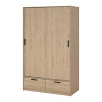 Drabužių spinta natūralios spalvos iš ąžuolo su stumdomomis durimis 121x200 cm Line – Tvilum