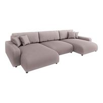 Šviesiai rožinės spalvos iš kordinio velveto sulankstoma/su sandėliavimo vieta kampinė sofa Sara – Ropez