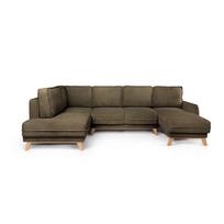 Iš kordinio velveto sulankstoma kampinė sofa žalios spalvos (su kairiuoju kampu/„U“ formos) Tori – Bonami Selection
