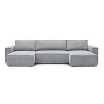 Sulankstoma kampinė sofa šviesiai pilkos spalvos iš kordinio velveto („U“ formos) Nihad – Bobochic Paris