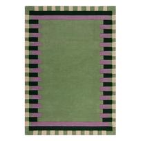 Rankų darbo iš vilnos kilimas žalios spalvos/violetinės spalvos 160x230 cm Kai Wool Border – Flair Rugs
