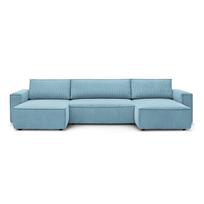 Mėtų spalvos iš kordinio velveto sulankstoma/su sandėliavimo vieta kampinė sofa („U“ formos) Nihad – Bobochic Paris