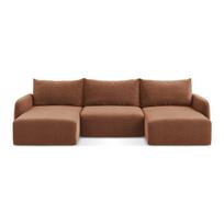 Raudonos plytų spalvos sulankstoma/su sandėliavimo vieta kampinė sofa Kalena – Makamii