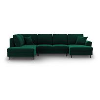 Žalios spalvos iš velveto sulankstoma/su sandėliavimo vieta kampinė sofa (su kairiuoju kampu/„U“ formos) Kyoto – Cosmopolitan Design