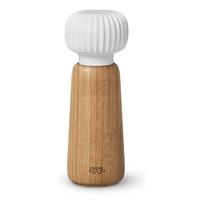 Ąžuolinis prieskonių malūnėlis su balto porceliano detalėmis Kähler Design Hammershoi, aukštis 17,5 cm