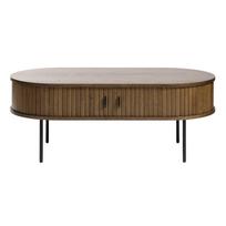 Natūralios spalvos ąžuolo apdailos kavos staliukas 60x120 cm Nola - Unique Furniture