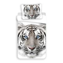 Baltos spalvos/pilkos spalvos iš medvilnės viengulė vaikiška patalynė 140x200 cm White Tiger – Jerry Fabrics