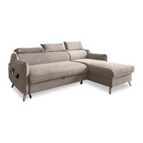Sulankstoma kampinė sofa iš velveto smėlio spalvos (su dešiniuoju kampu) Sweet Harmony – Miuform