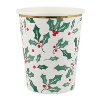 Iš popieriaus vienkartiniai puodeliai 8 vnt. Holly Pattern – Meri Meri