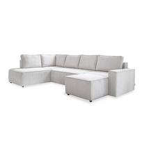 Iš kordinio velveto sulankstoma kampinė sofa baltos spalvos (su kairiuoju kampu/„U“ formos) Brave Dave – Miuform