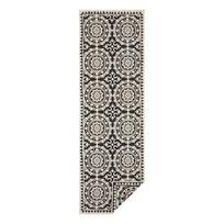 Juodos ir kreminės spalvos dvipusis lauko kilimas NORTHRUGS Jardin, 80 x 350 cm