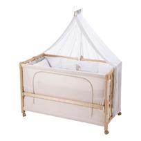 Vaikiška lovelė natūralios spalvos ant ratukų/su baldakimu 60x120 cm Liebhabär – Roba