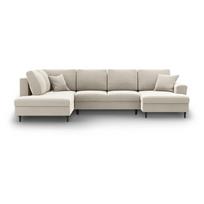 Smėlio spalvos iš velveto sulankstoma/su sandėliavimo vieta kampinė sofa (su kairiuoju kampu/„U“ formos) Kyoto – Cosmopolitan Design