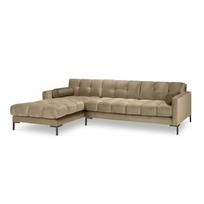 Smėlio spalvos aksominė kampinė sofa Cosmopolitan Design Bali, kampas kairėje