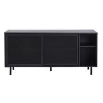 Iš metalo šoninė spintelė juodos spalvos su stumdomomis durimis 160x75x46 cm Veep – Unique Furniture