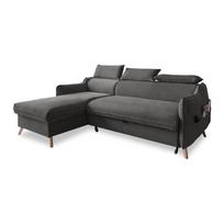 Sulankstoma kampinė sofa iš velveto tamsiai pilkos spalvos (su kairiuoju kampu) Sweet Harmony – Miuform