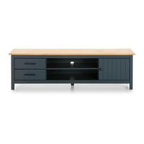 Iš pušies masyvo TV spintelė tamsiai mėlynos spalvos 158x47 cm Miranda – Marckeric