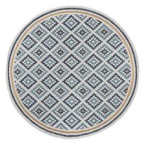 Geltonos spalvos/mėlynos spalvos apvalios formos lauko ir vidaus kilimas ø 160 cm Zia Trellis – Flair Rugs
