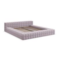 Levandų spalvos dvigulė lova audiniu dengta su lovos grotelėmis 140x200 cm Akela – Makamii