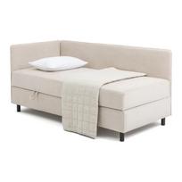 Smėlio spalvos viengulė lova audiniu dengta su sandėliavimo vieta su čiužiniu 120x200 cm Avela – Bonami Selection