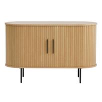 Šoninė spintelė natūralios spalvos iš ąžuolo su stumdomomis durimis 120x76x45 cm Nola – Unique Furniture