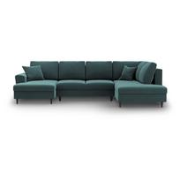 Smaragdinės spalvos iš velveto sulankstoma/su sandėliavimo vieta kampinė sofa (su dešiniuoju kampu/„U“ formos) Kyoto – Cosmopolitan Design