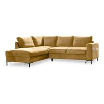Iš velveto sulankstoma kampinė sofa geltonos spalvos (su kairiuoju kampu) Lofty Lilly – Miuform