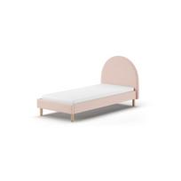 Viengulė audiniu dengta lova rožinės spalvos su lovos grotelėmis 90x200 cm MOON – Vipack