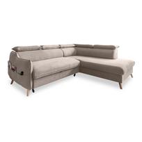Sulankstoma kampinė sofa iš velveto smėlio spalvos (su dešiniuoju kampu) Sweet Harmony – Miuform