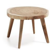Iš masyvios munggur medienos apvalios formos šoninis stalas ø 65 cm Wellcres – Kave Home