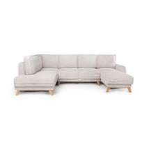 Iš kordinio velveto sulankstoma kampinė sofa smėlio spalvos (su kairiuoju kampu/„U“ formos) Tori – Bonami Selection