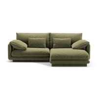 Iš velveto kampinė sofa šviesiai žalios spalvos (su dešiniuoju kampu/su gultu) Torino – Micadoni