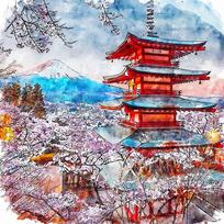 Paveikslas 50x50 cm Chureito Pagoda – Fedkolor