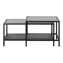 Kavos staliukai iš stiklo juodos spalvos 2 vnt. 60x60 cm Bronco – Unique Furniture