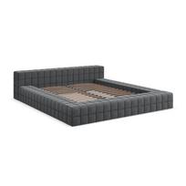 Tamsiai pilkos spalvos dvigulė lova audiniu dengta su lovos grotelėmis 140x200 cm Akela – Makamii