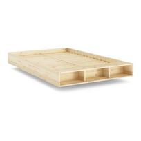 Natūralios spalvos iš pušies masyvo dvigulė lova su lovos grotelėmis 140x200 cm Merge – Karup Design