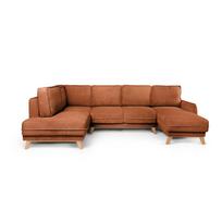 Iš kordinio velveto sulankstoma kampinė sofa oranžinės spalvos (su kairiuoju kampu/„U“ formos) Tori – Bonami Selection