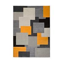 Pilkos ir oranžinės spalvos kilimas Universal Leo Square, 80 x 150 cm