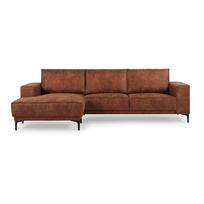 Iš dirbtinės odos kampinė sofa konjako rudos spalvos (su kairiuoju kampu) Copenhagen – Scandic