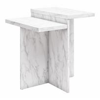 Baltos spalvos kavos staliukas su marmuro dekoru 56x56 cm Brielle – Støraa