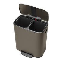 Iš plieno šiukšliadėžė pilkos spalvos rūšiavimui/su pedalu 60 l Bo – Brabantia