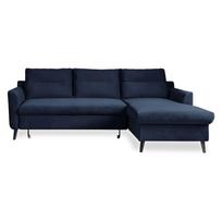 Tamsiai mėlyna aksominė kampinė sofa Miuform Stylish Tent, dešinysis kampas