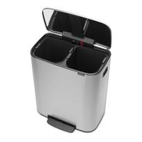 Iš plieno šiukšliadėžė matinės sidabrinės spalvos rūšiavimui/su pedalu 60 l Bo – Brabantia